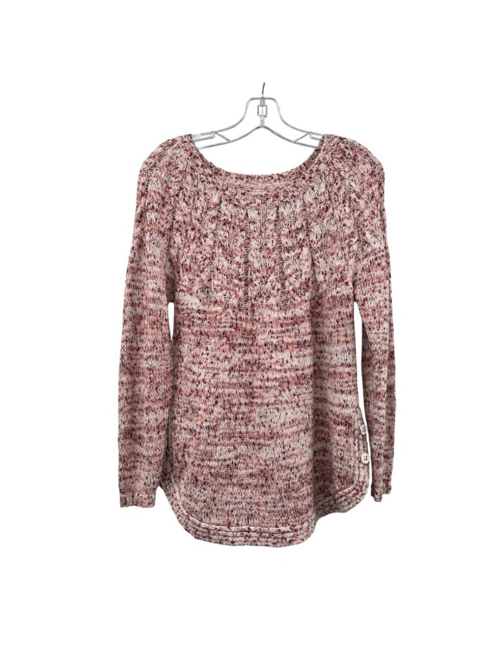 Croft & Barrow Womens Knit Sweater Long Sleeve Buttons Pink/Multi Size PM